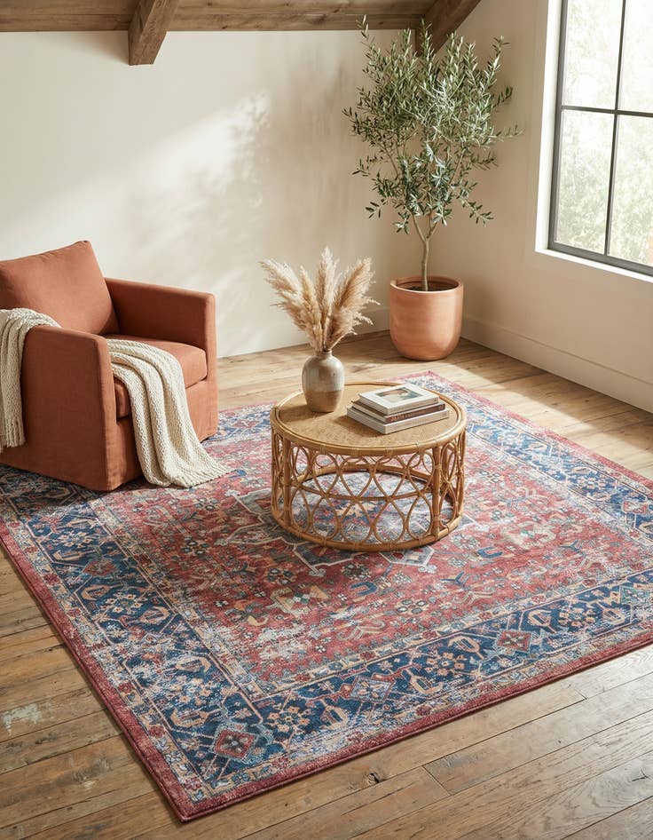 Detail image of 7' 10 x 7' 10 Washable Yara Square Rug