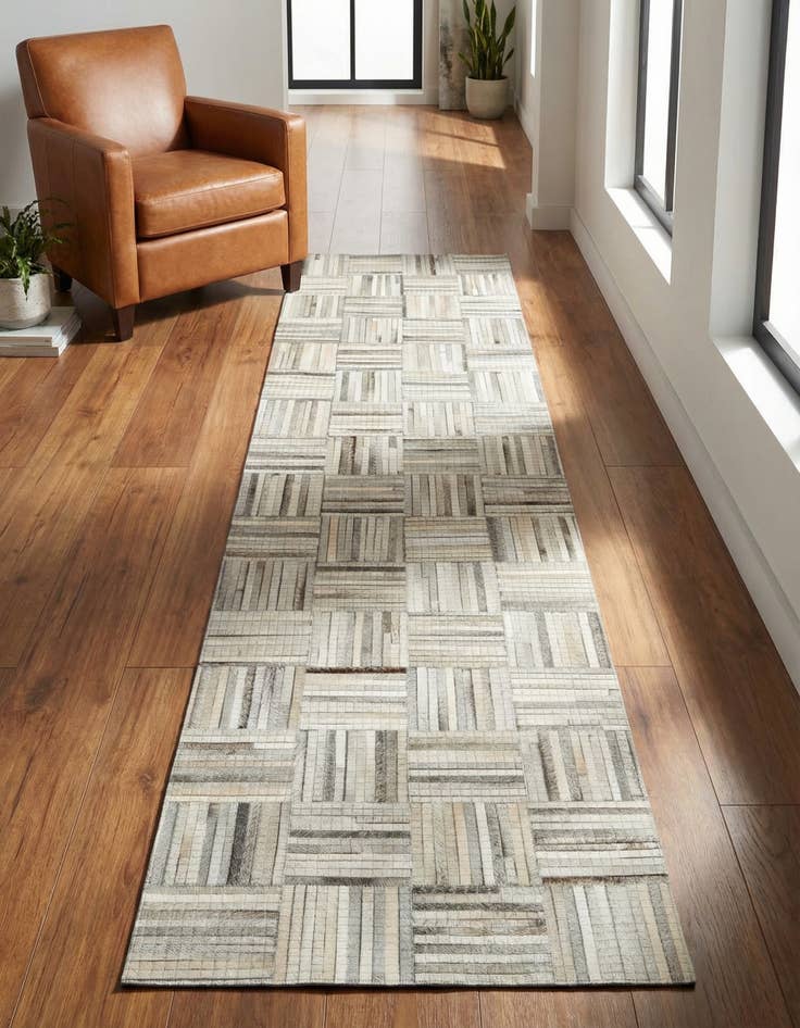 Detail image of 2' 2 x 8' Cowhide Leather Runner Rug