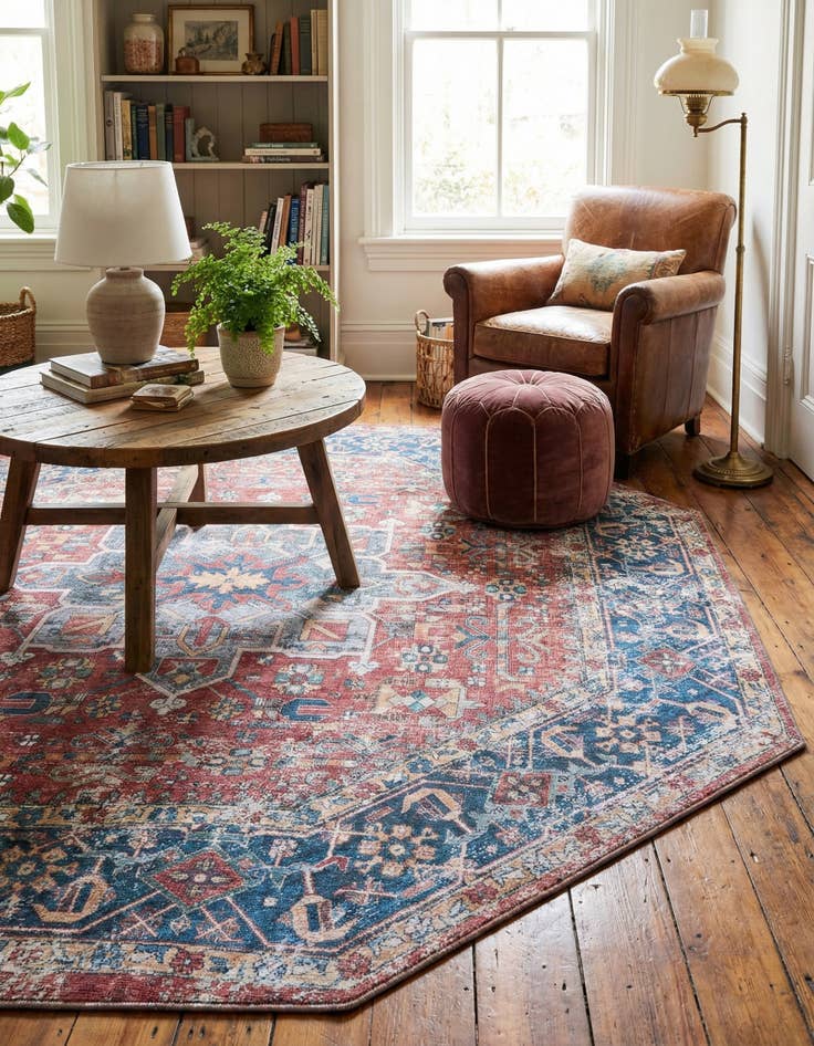 Detail image of 7' 10 x 7' 10  Washable Yara Octagon Rug