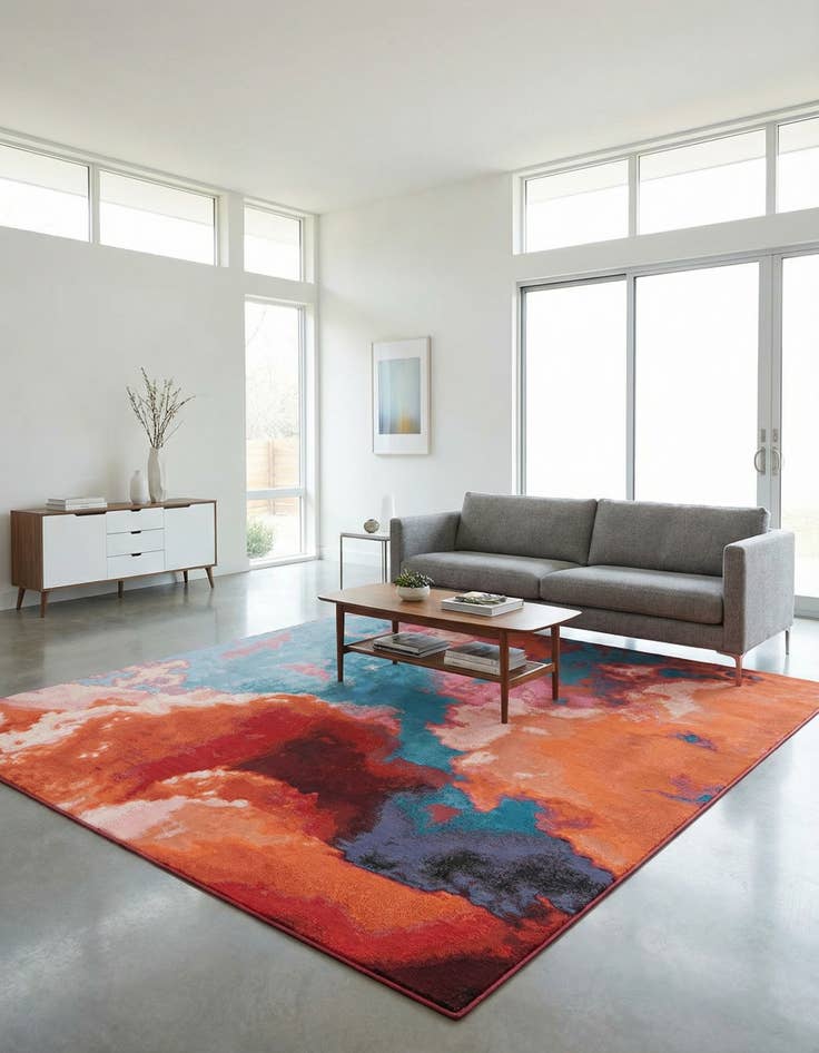 Detail image of 10' x 10' Easy-Clean Modern Indoor / Outdoor Square Rug