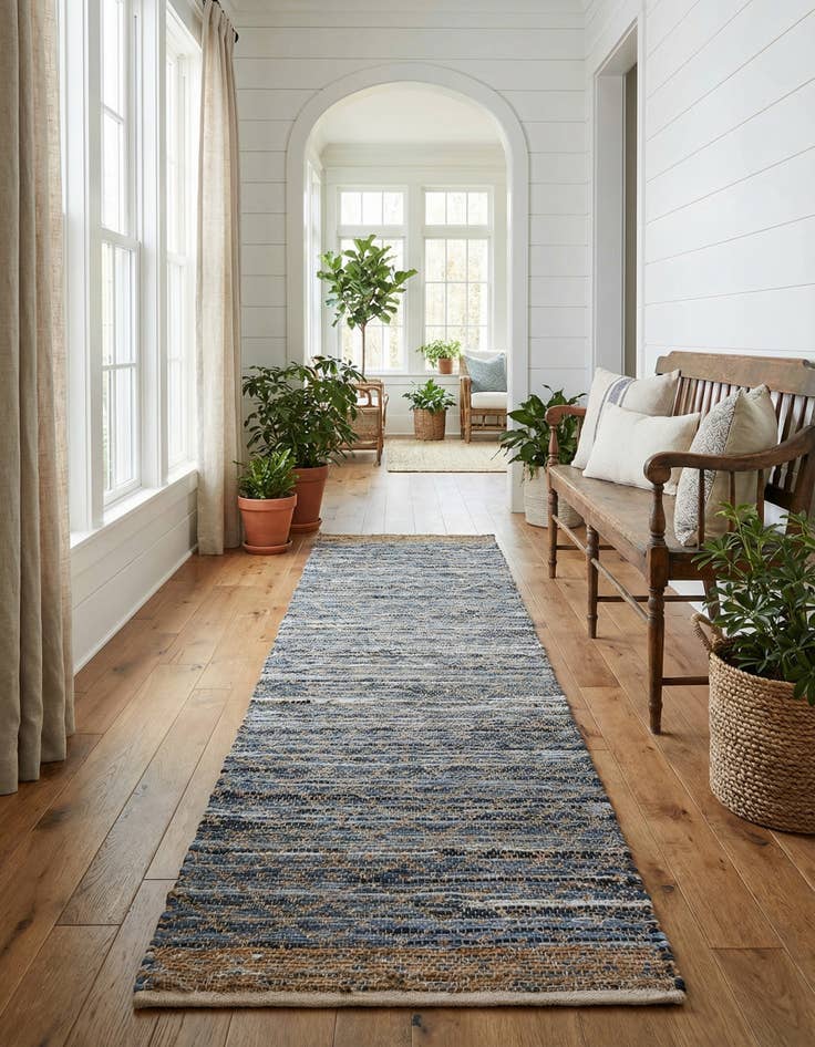 Detail image of  2' 7 x 10'  Hand Woven Chindi Trellis Runner Rug