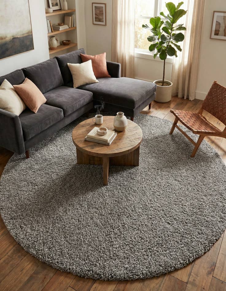 Detail image of 10' x 10' Solid Shag Round Rug