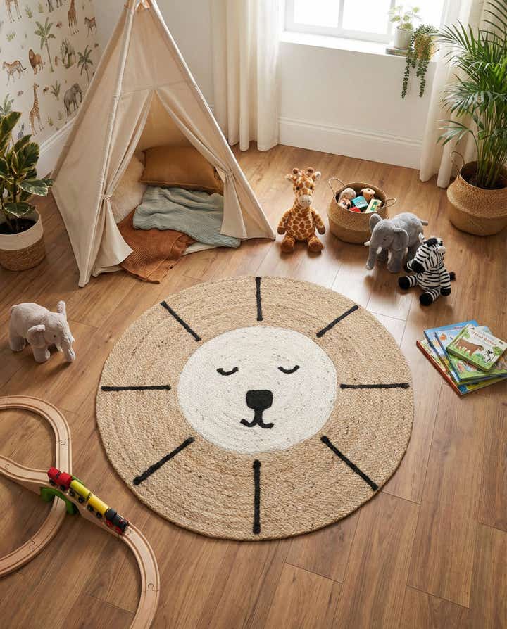 3' 1 x 3' 1 Hand Braided Kids Braided Jute Round Rug