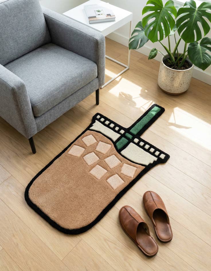 Detail image of 1' 7 x 3' 1 Happy Rugs Iced Coffee Wool Freeform