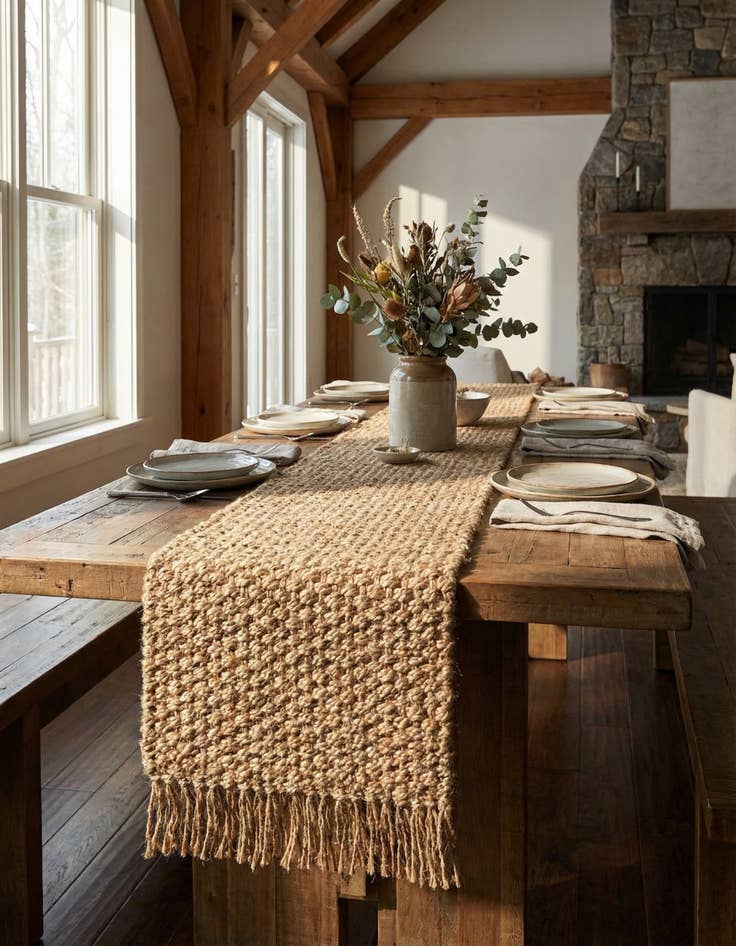 Detail image of 1' 2 x 10'  Hand Woven Chunky Jute Table Runner Rug