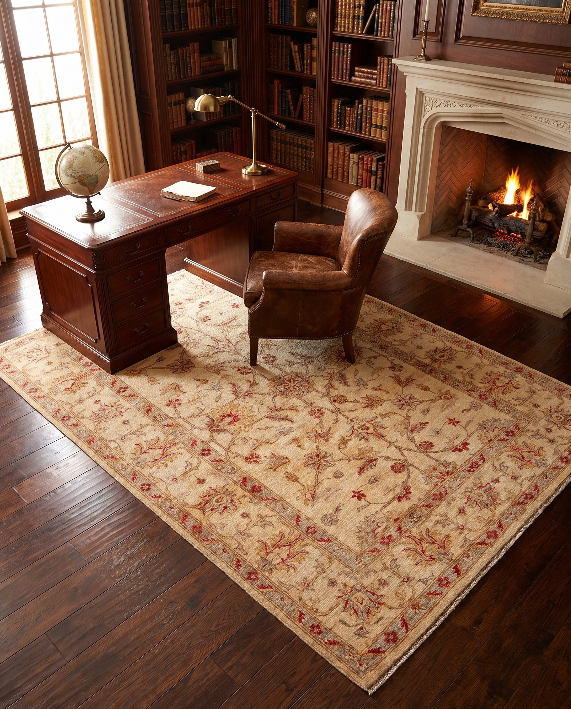 4' 11 x 6' 7 Hand Knotted Ziegler Rug