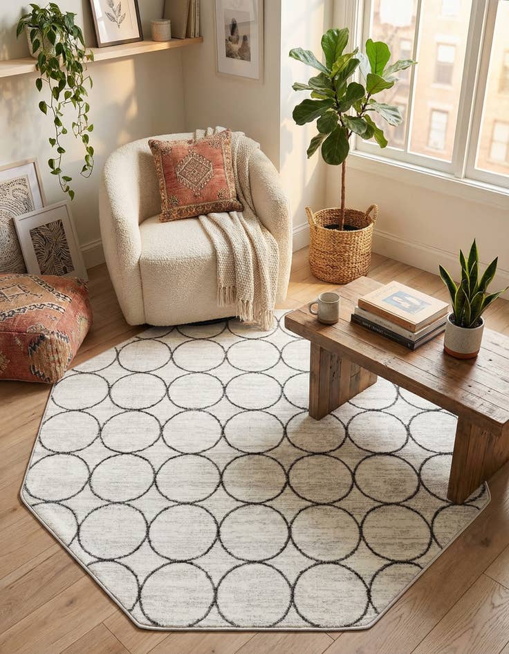 Detail image of  5' 3 x 5' 3 Lattice Trellis Octagon Rug