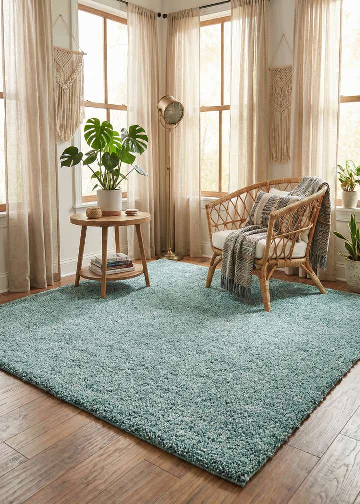 9' 10 x 9' 10 Comfort Solid Shag Square Rug
