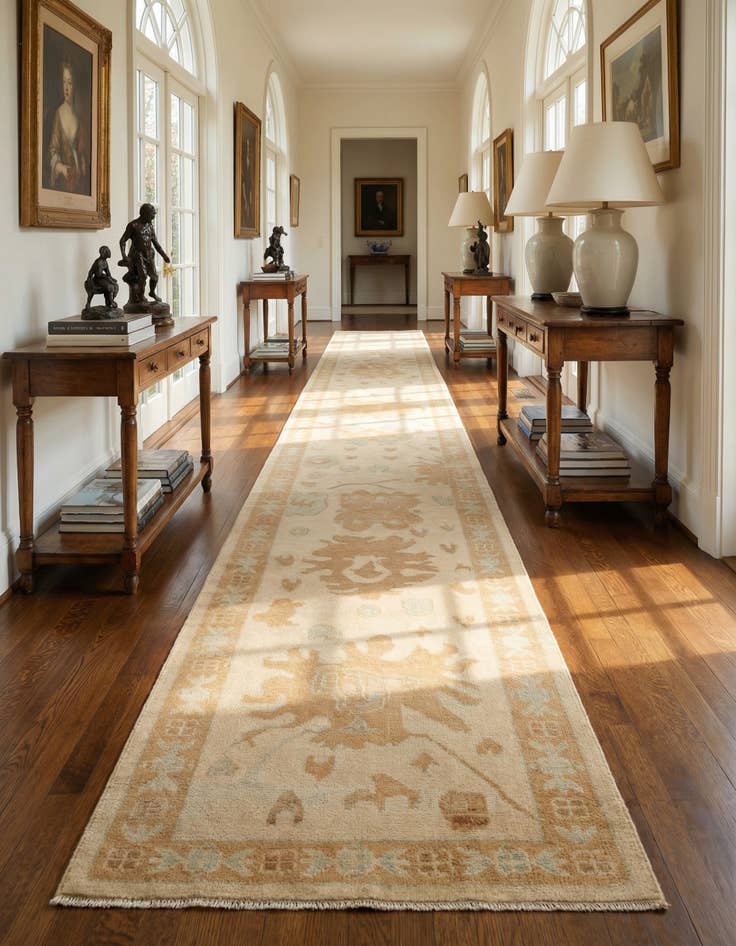 Detail image of 2' 8 x 11' 8 Hand Knotted Oushak Wool Runner Rug