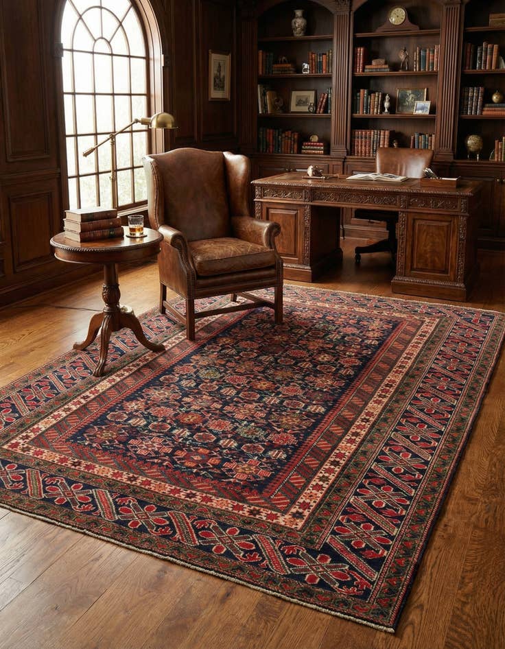 Detail image of 4' 9 x 6' 5 Hand Knotted Schirwan Rug