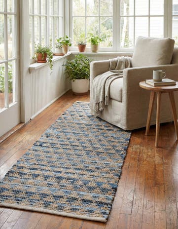 2' 2 x 6' 1 Hand Woven Chindi Jute Runner Rug