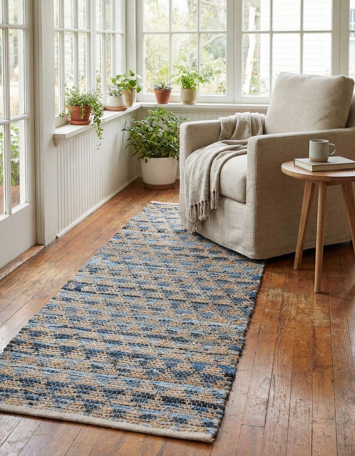 2' 2 x 6' 1 Hand Woven Chindi Jute Runner Rug