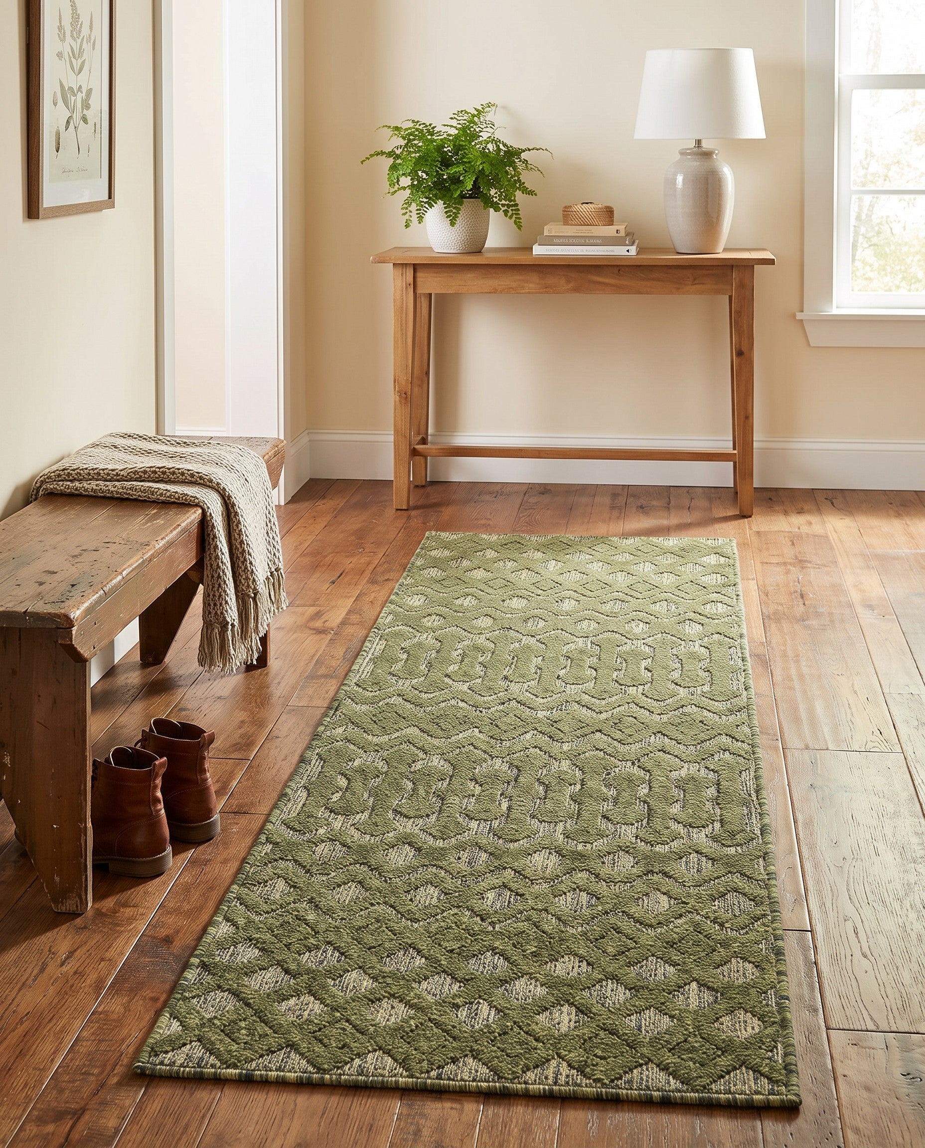 2' x 6' Easy-Clean Trellis Textured Indoor / Outdoor Runner Rug