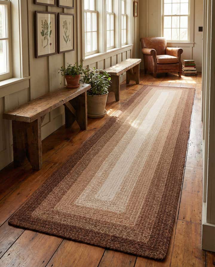 2' 7 x 12' Handmade Hand Braided Wool Runner Rug