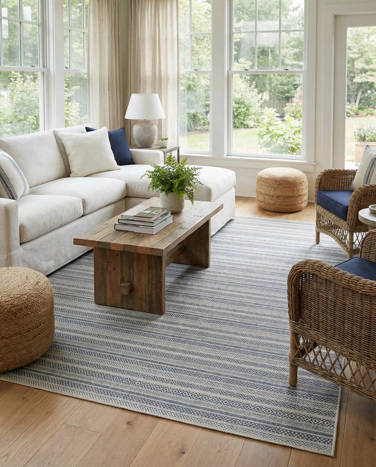 Detail image of 7' 10 x 11' Easy-Clean Ribbon Indoor / Outdoor Rug