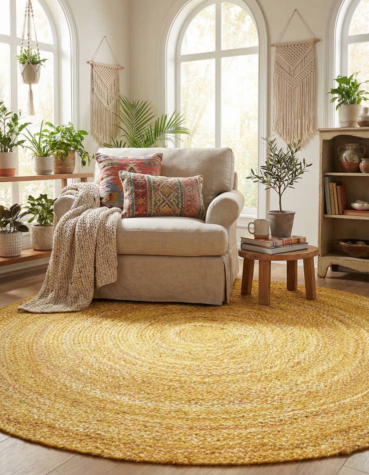 Detail image of 8' x 8' Handmade Braided Chindi Round Rug