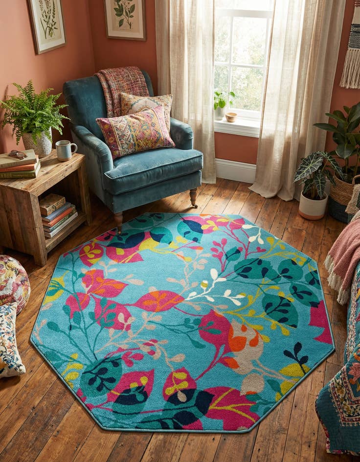 Detail image of 5' 3 x 5' 3 Azalea Octagon Rug