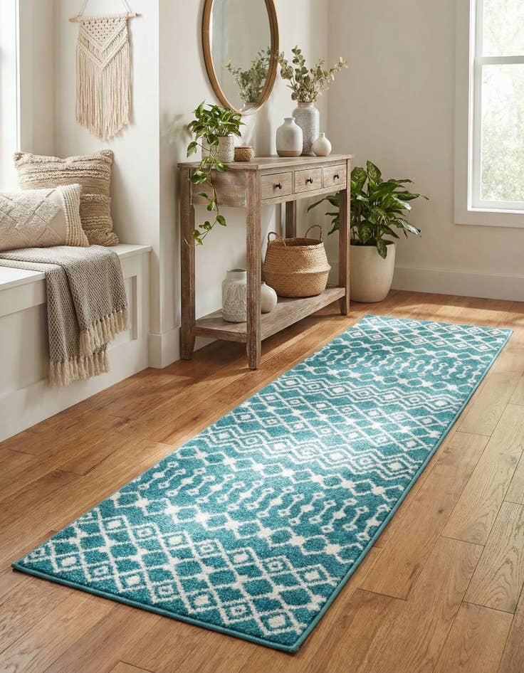 Detail image of 2' x 7' Moroccan Trellis Runner Rug