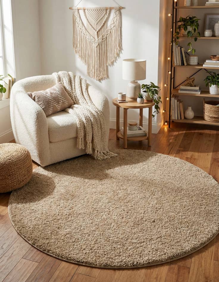 Detail image of 6' x 6' Soft Solid Shag Round Rug