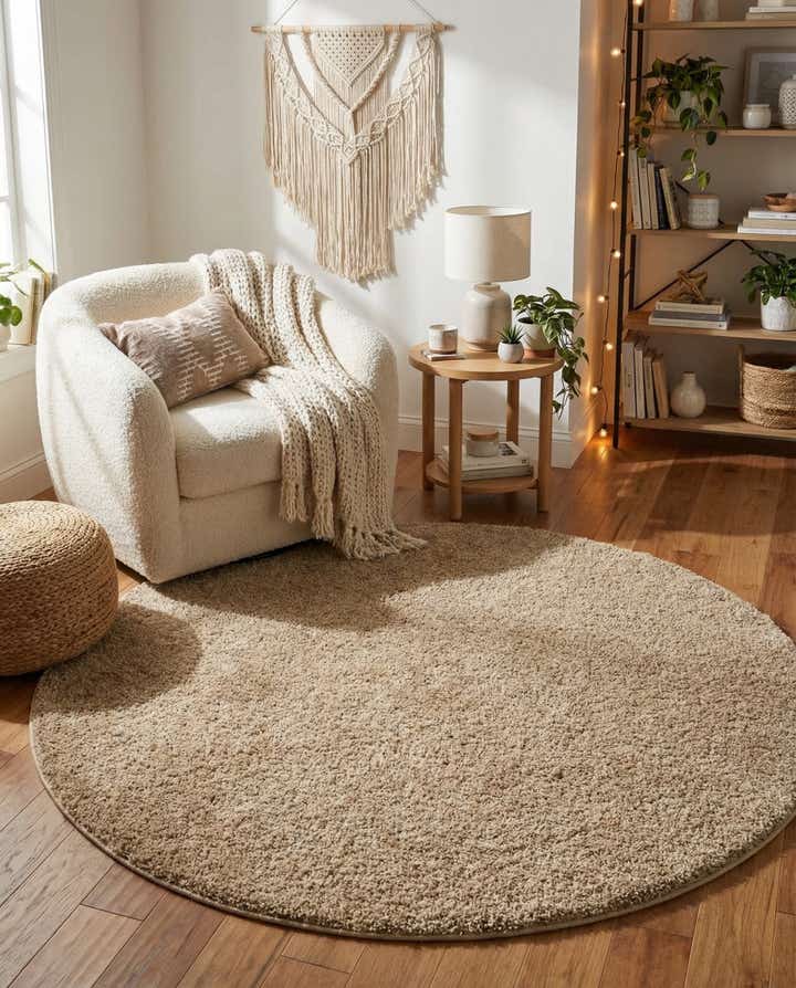 6' x 6' Soft Solid Shag Round Rug
