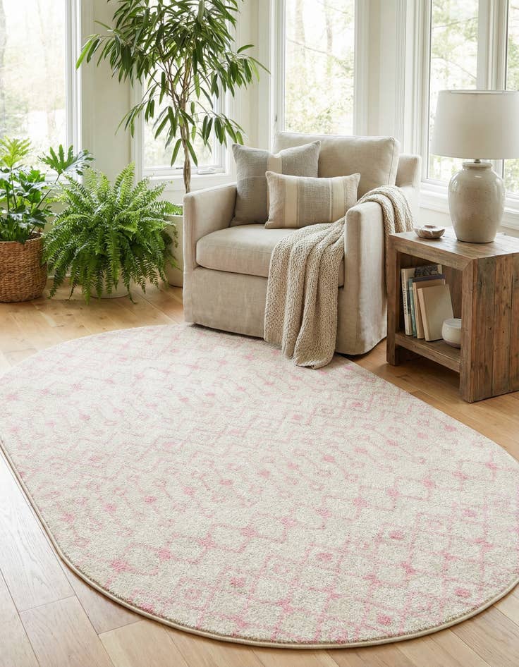 Detail image of 5' 3 x 8' Moroccan Trellis Oval Rug