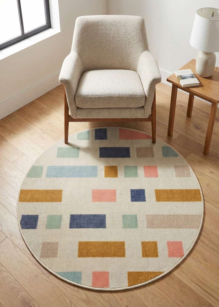 3' 3 x 3' 3 Lotus Round Rug