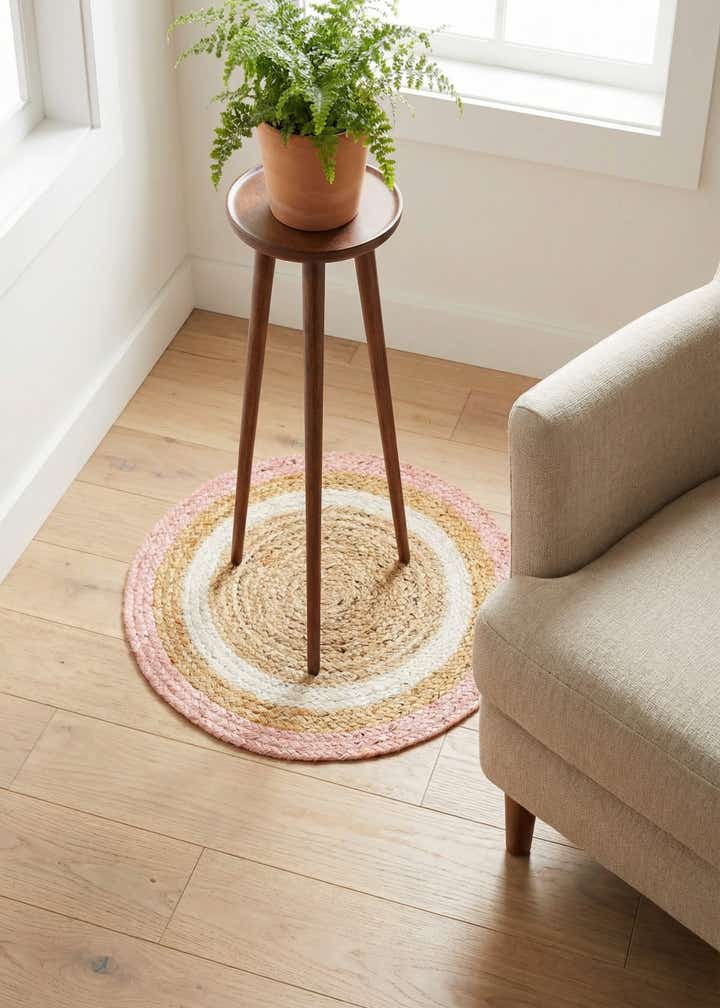 2' x 2' Handmade Braided Jute Round Rug