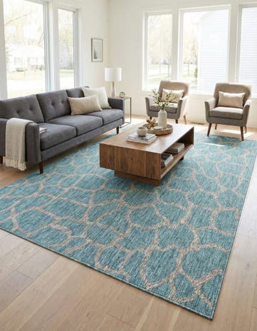 Light Aqua Easy-Clean Safari Indoor / Outdoor Rug