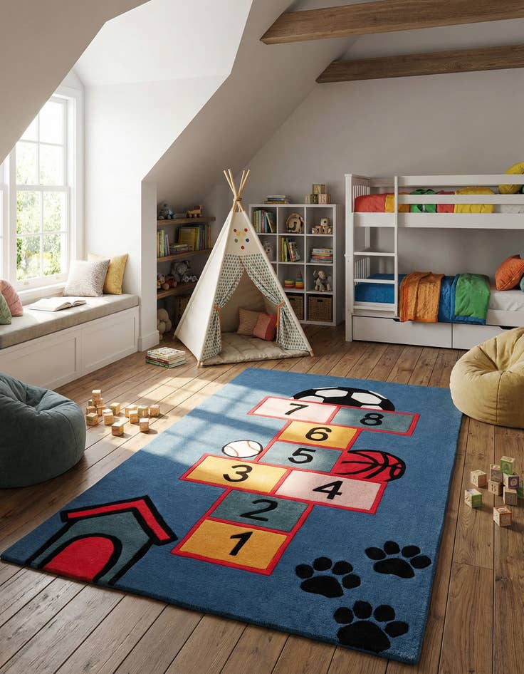 Detail image of 5' 1 x 8' Playtime Kids Wool Freeform Rug