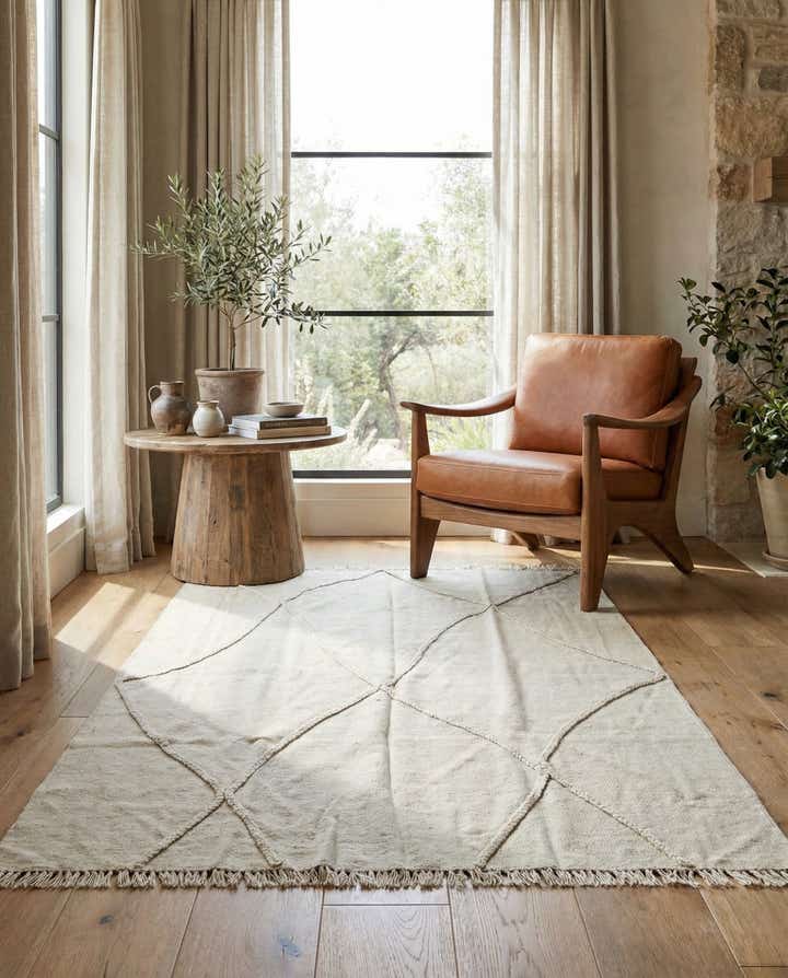 4' x 5' 3 Hand Woven Kilim Modern Wool Rug