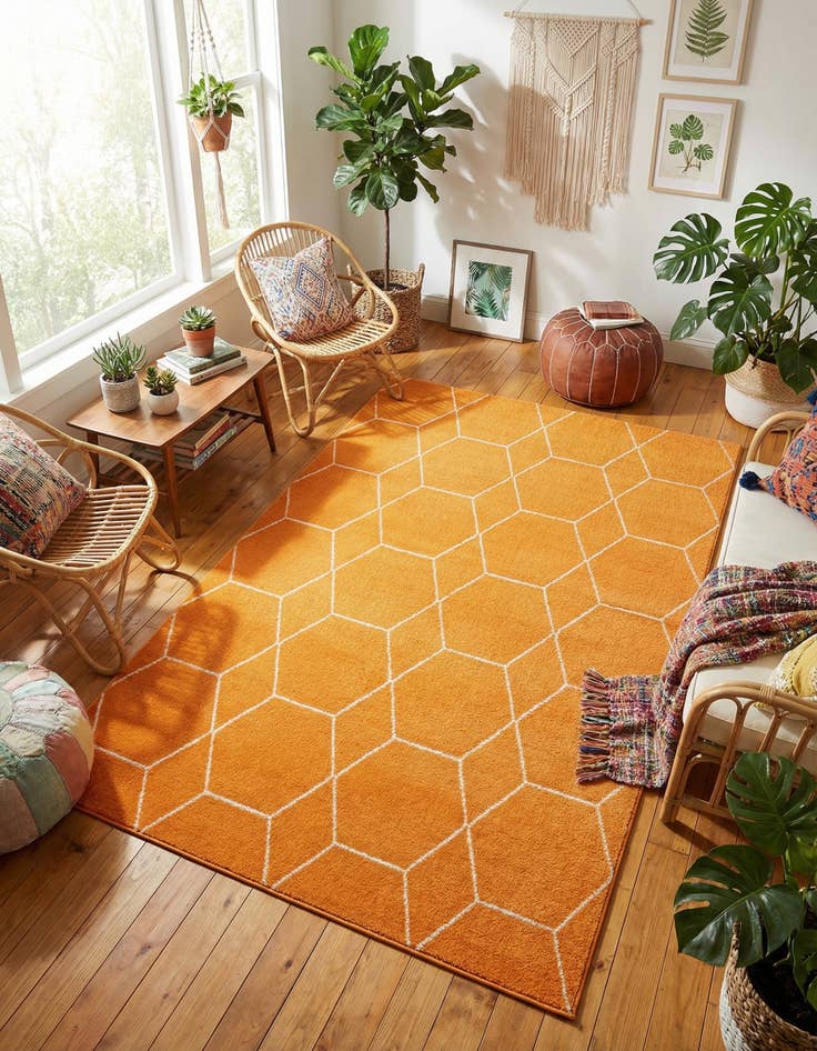 Detail image of 5' 3 x 8' Lattice Frieze Rug