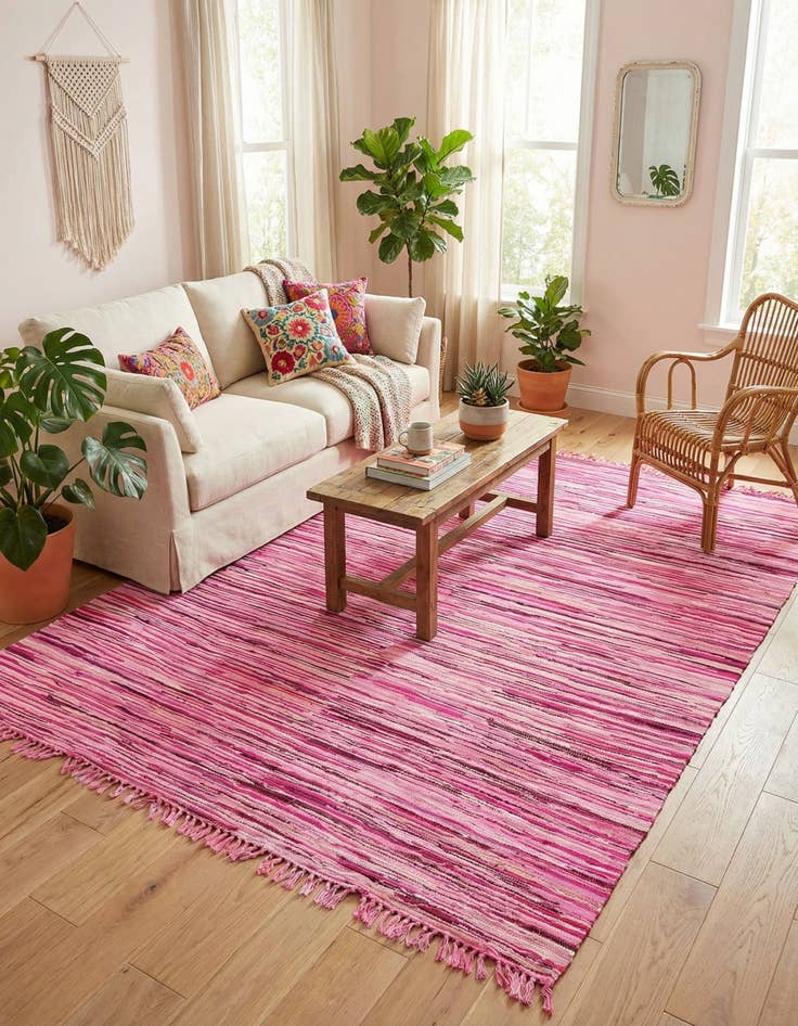 Detail image of 8' x 10' Hand Woven Chindi Cotton Rug