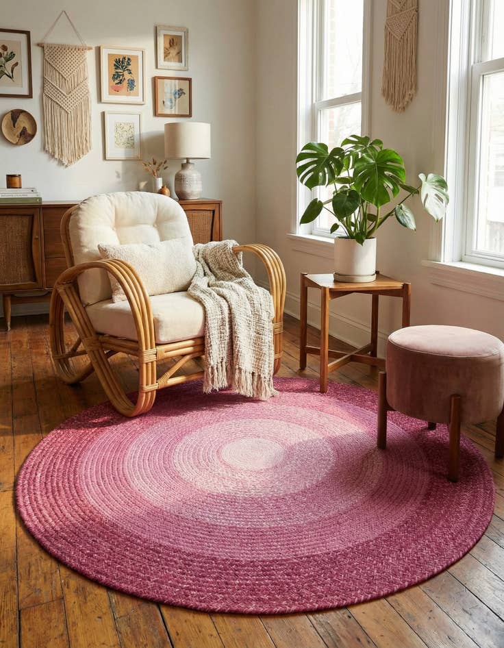 Detail image of 5' 1 x 5' 1 Handmade Hand Braided Wool Round Rug