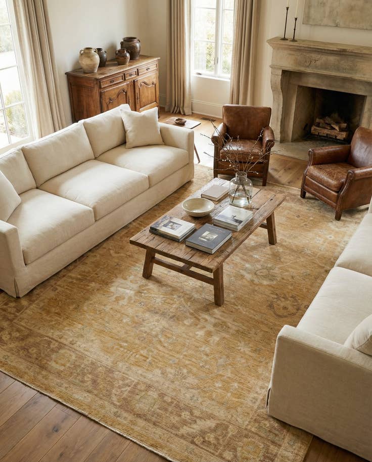 Detail image of 8' 11 x 11' 9 Hand Knotted Oushak Wool Rug