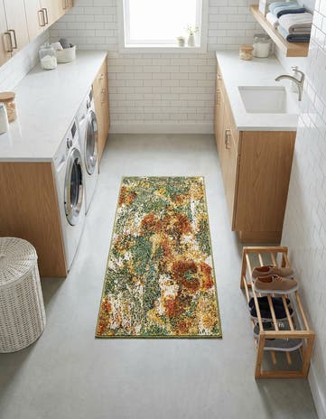 Green Washable Haerfest Runner Rug