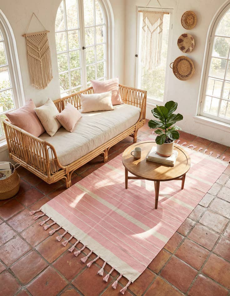 Detail image of 5' 1 x 8'  Hand Woven Chindi Cotton Rug