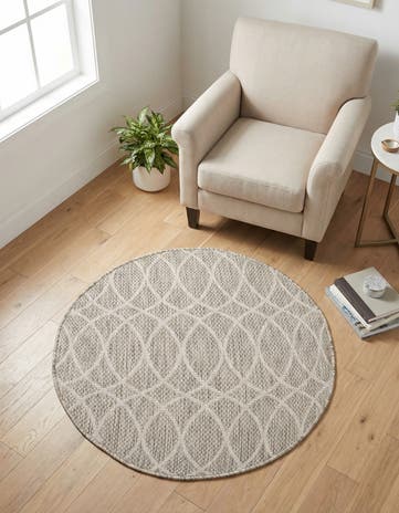 3' x 3' Easy-Clean Lattice Indoor / Outdoor Round Rug