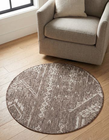 3' x 3' Easy-Clean Bohemian Indoor / Outdoor Round Rug
