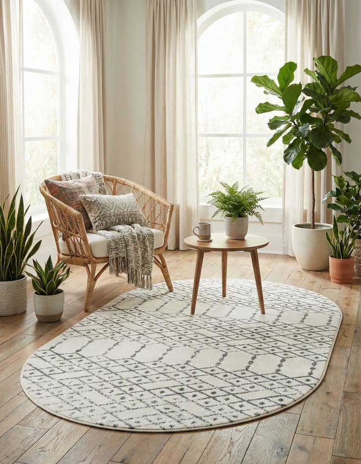 Detail image of 5' 3 x 8' Paxon Trellis Oval Rug