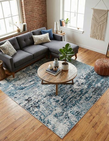 Blue Leipzig Square Rug