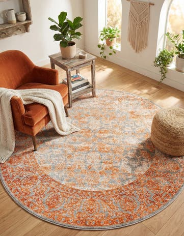 Terracotta New Vintage Round Rug