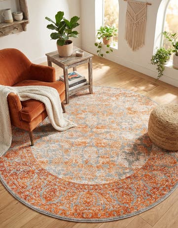 Terracotta New Vintage Round Rug