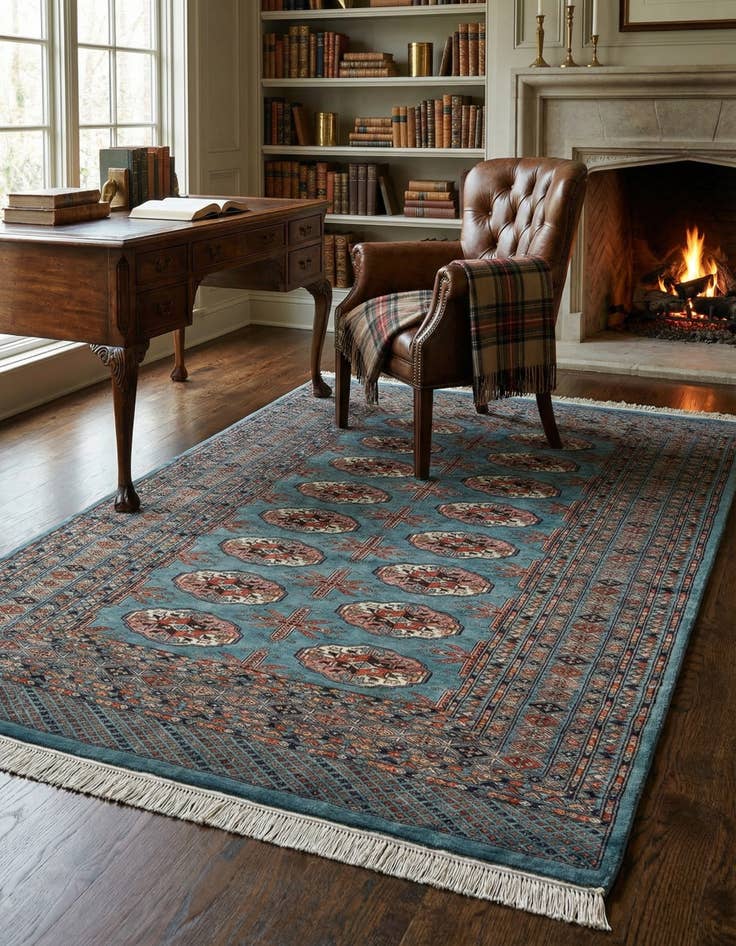 Detail image of 4' 3 x 6' 3 Hand Knotted Bokhara Oriental Wool Rug