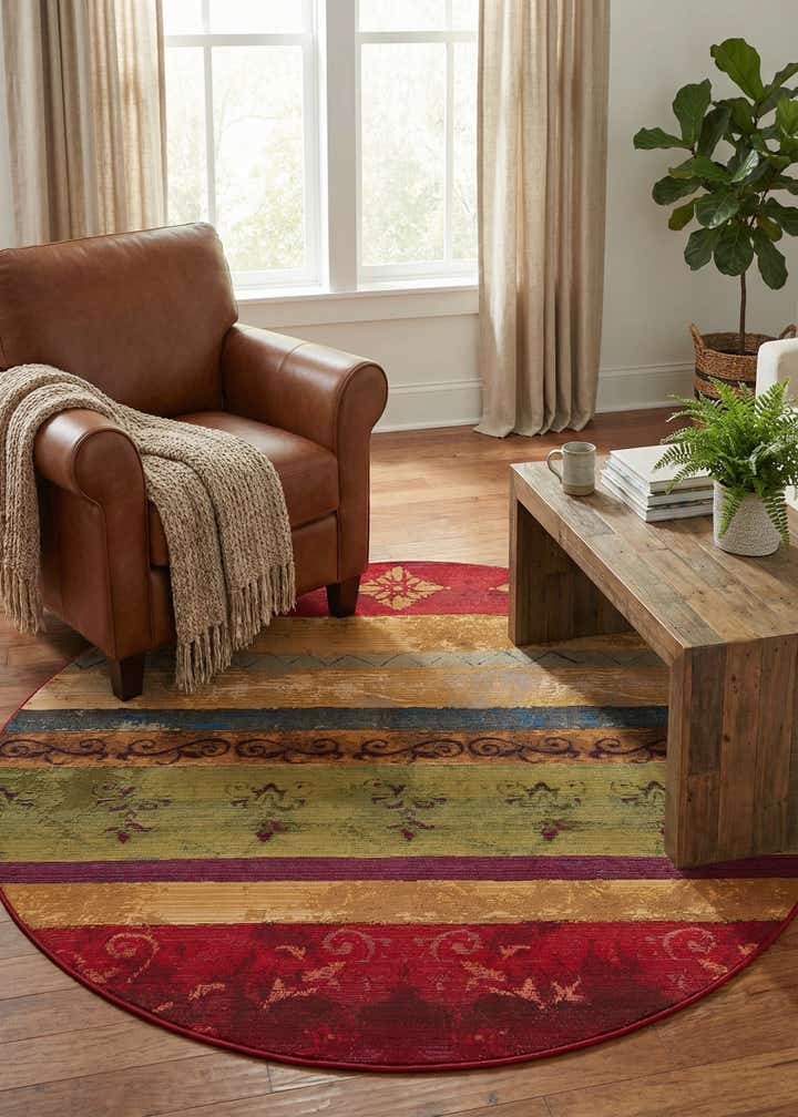 6' x 6' Easy-Clean Modern Indoor / Outdoor Round Rug