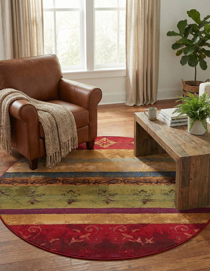 Detail image of 6' x 6' Easy-Clean Modern Indoor / Outdoor Round Rug