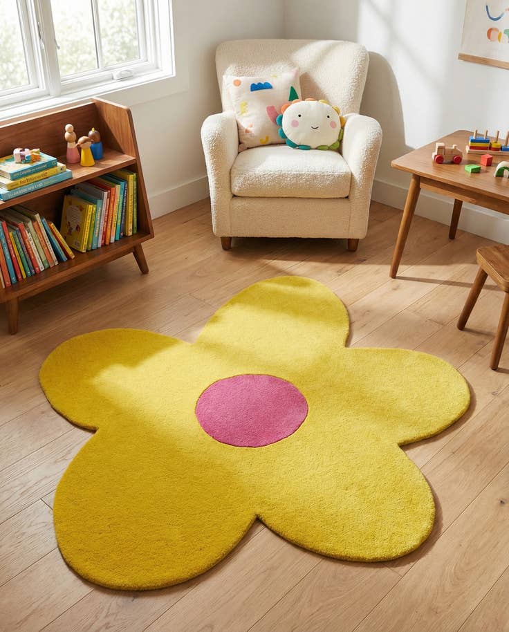 Detail image of 5' 1 x 5' 1 Happy Rugs Funky Flower Wool Round