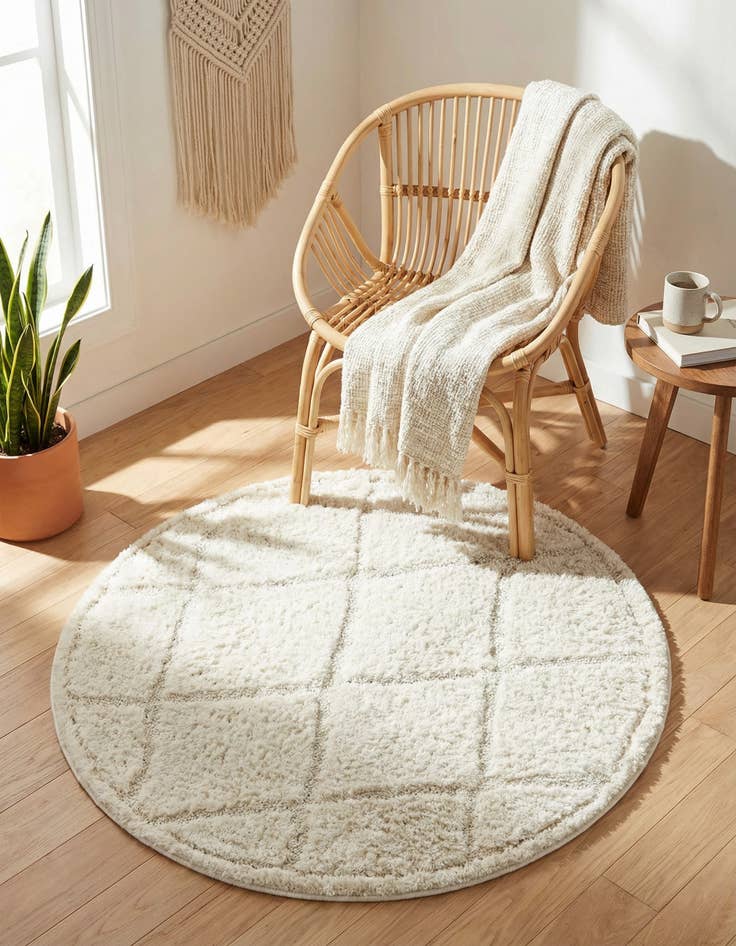 Detail image of 3' 3 x 3' 3 Trellis Shag Round Rug