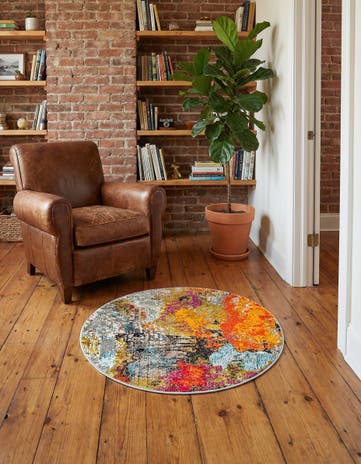 Washable Vivid Round Rug