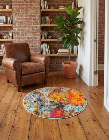 Washable Vivid Round Rug