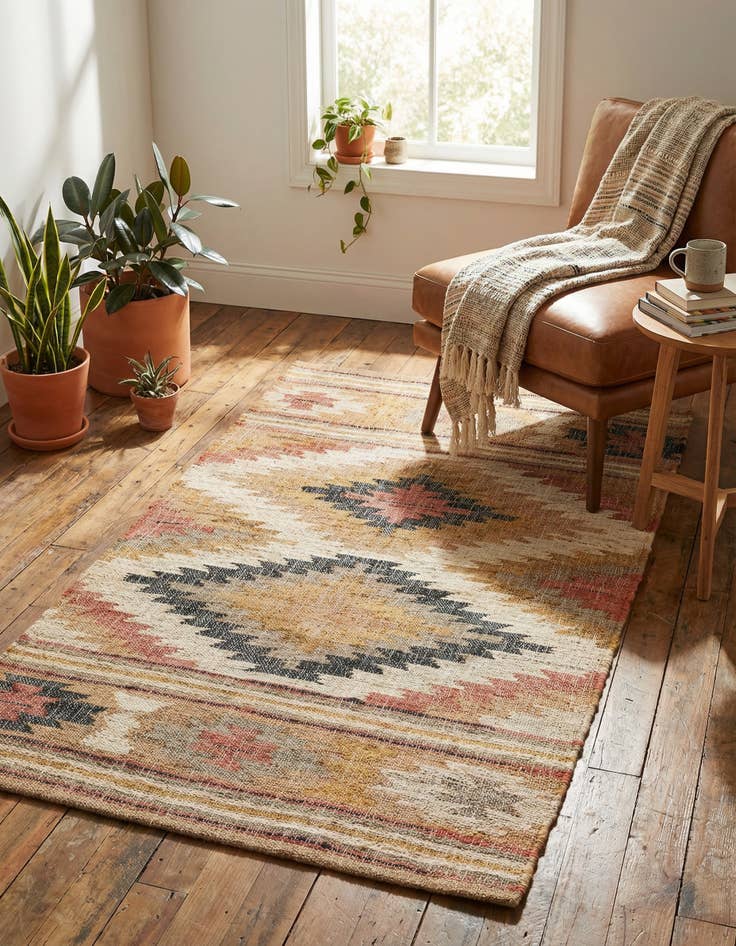 Detail image of 3' 1 x 5' 1 Hand Woven Kilim Jute Rug